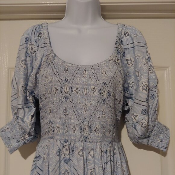 Omika Baby Blue Floral Blair Midi Addison Harbor Dress Smocked Tiered. XL NWT - Picture 3 of 11
